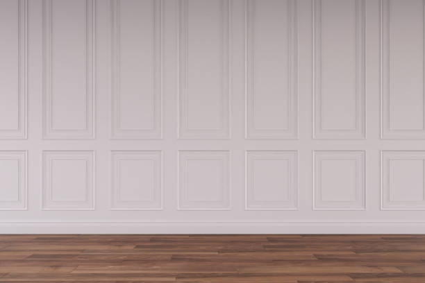 istock Mockup classic white wall interior. Floor parquet. Digital illustration. 3d rendering 1701694592