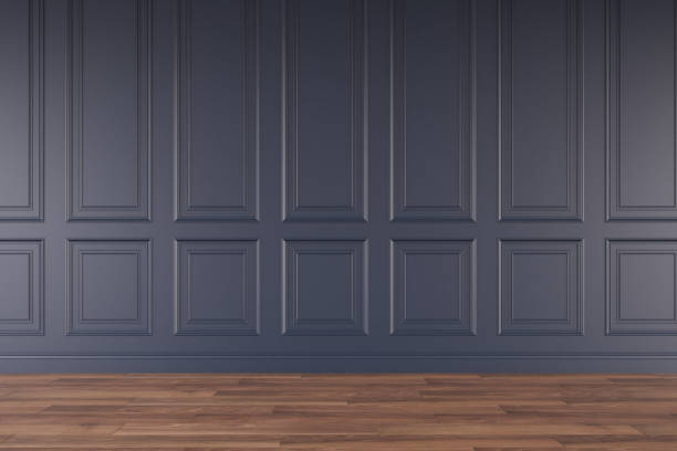 istock Mockup classic navy blue wall interior. Floor parquet. Digital illustration. 3d rendering 1701694595