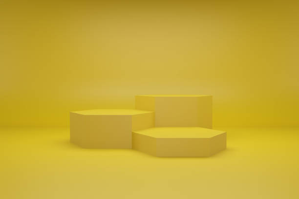 istock Background 3d yellow colour rendering with Hexagon podium and minimal in abstract composition. 1701695128