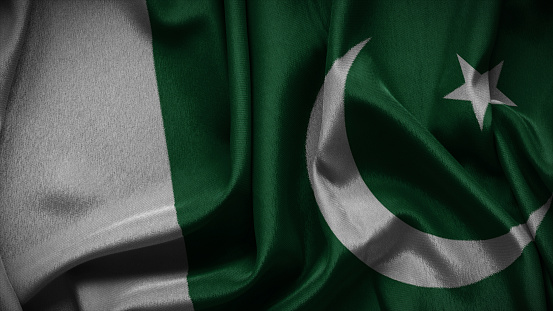 3d illustration flag of Pakistan. Close up waving flag of Pakistan.