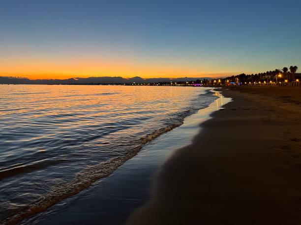 Sunset on Salou beach, Spain