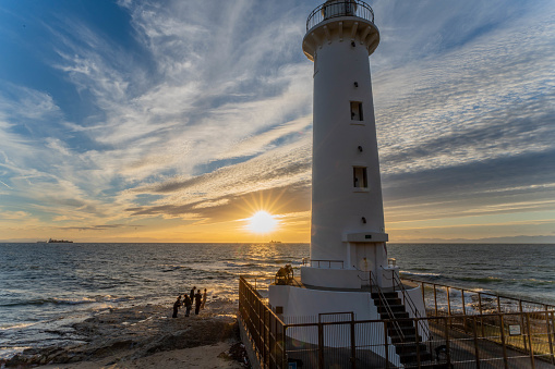 Lighthouse on the island of Salvora Islas Atlanticas National Park  Rias Baixas region Galicia Spain