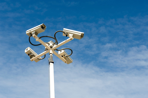 Four surveillance cameras mounted