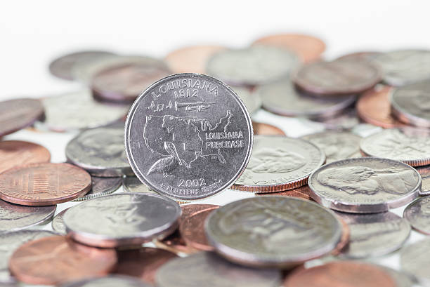 istock Louisiana State Quarter with coins extreme close up 170176491
