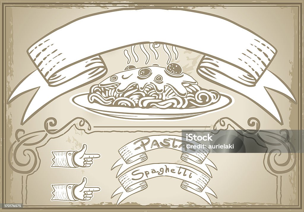 Elemento gráfico vintage para el primer menú de platos - arte vectorial de Albóndiga libre de derechos