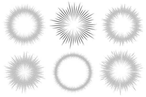 Vector illustration of Circle sound wave. Audio music equalizer. Round circular icons set. Spectrum radial pattern and frequency frame. Vector design