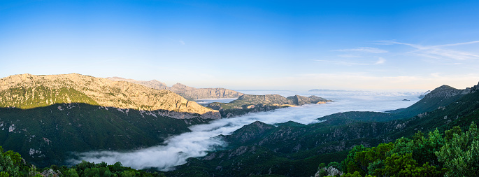 Sunrise in the Supramonte, a mountain range in central-eastern Sardinia (7 shots stitched)