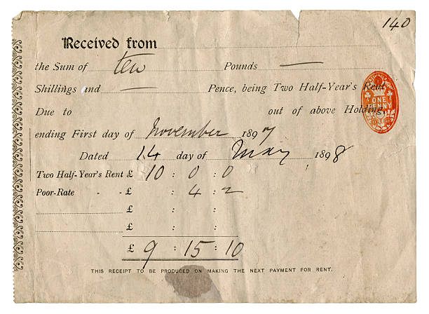 fin du 19e siècle british reçu de location - 1898 photos et images de collection