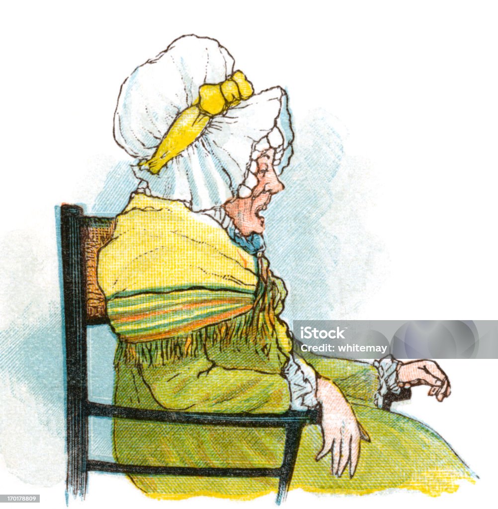 Ридженси период Старая женщина в кресле - Стоковые иллюстрации 1880-1889 роялти-фри