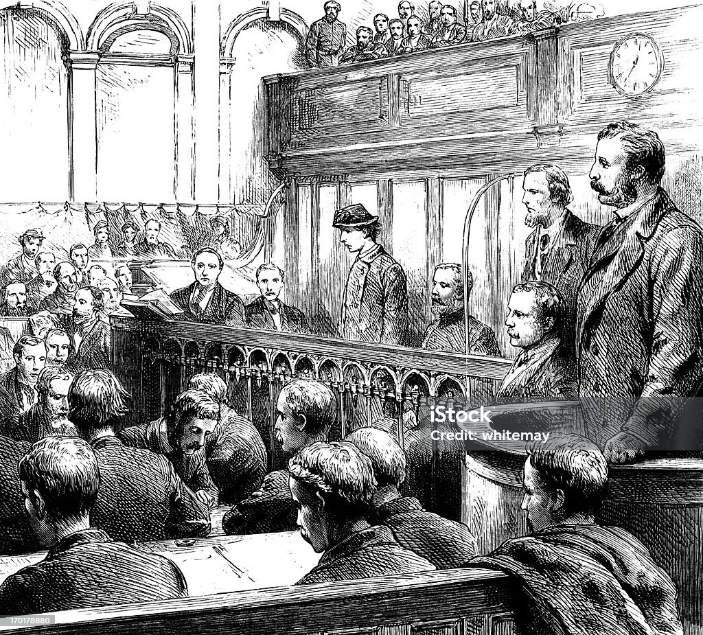 Victorian mulher com teste - Ilustração de Sala de Tribunal royalty-free