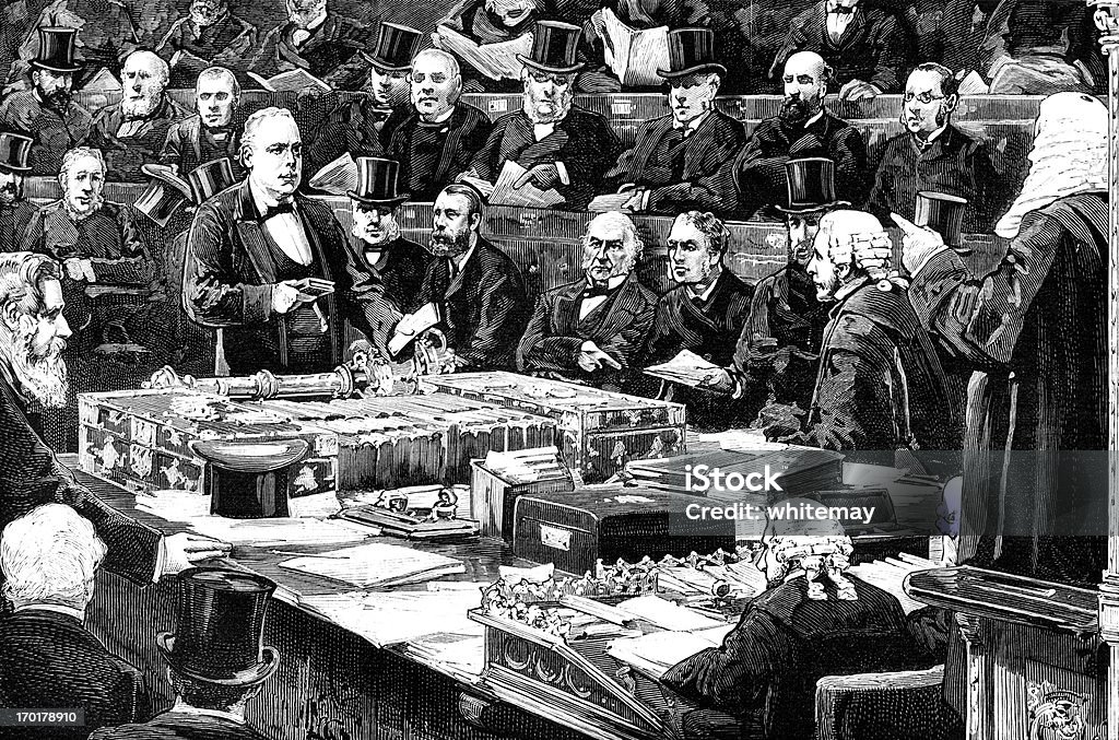 Victorian MP assumendo un giuramento della Camera dei Comuni - Illustrazione stock royalty-free di Giudice