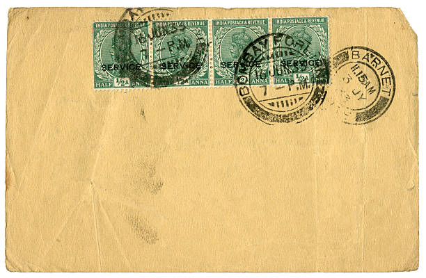 istock Blank postcard from Bombay diverted via Barnet, England, 1933 170179203
