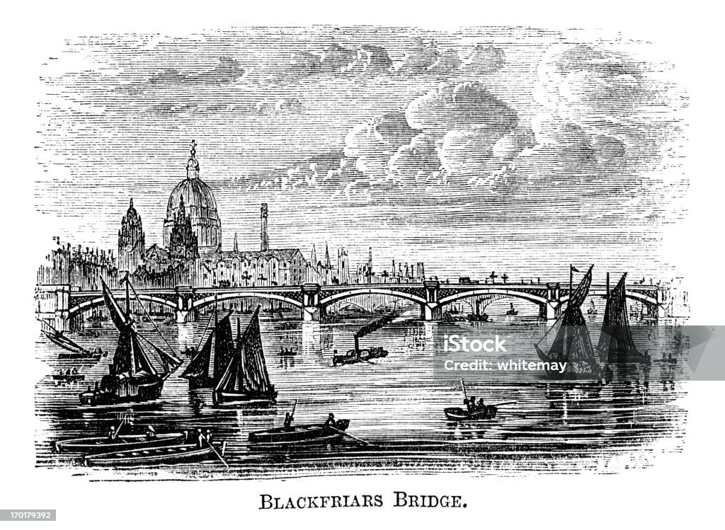 Blackfriars Bridge (1871 Gravur - Lizenzfrei 1870-1879 Stock-Illustration