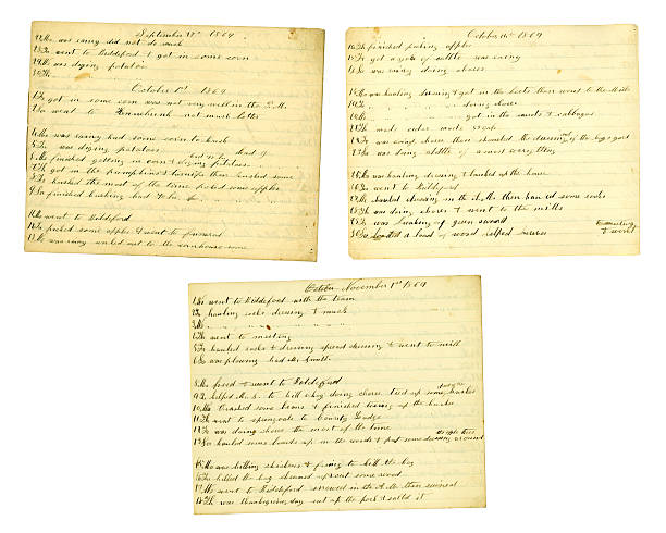 Three pages from a New England Quaker's farm diary, 1869