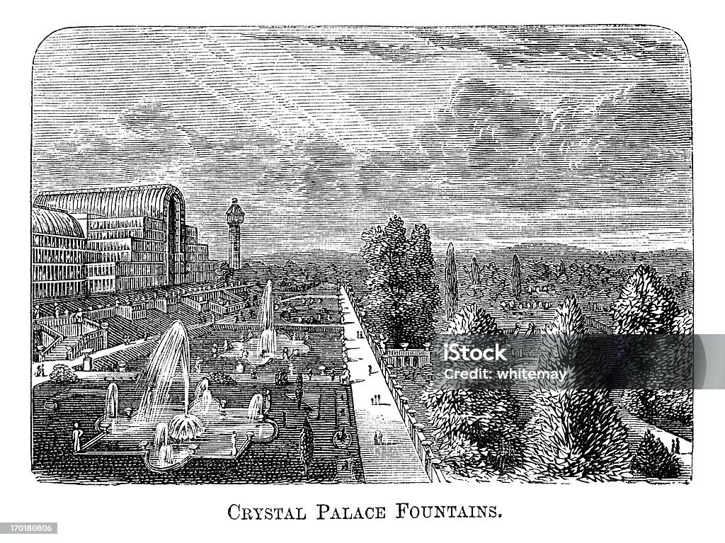 Crystal Palace Brunnen, Sydenham (1871 Gravur - Lizenzfrei Vergangenheit Stock-Illustration