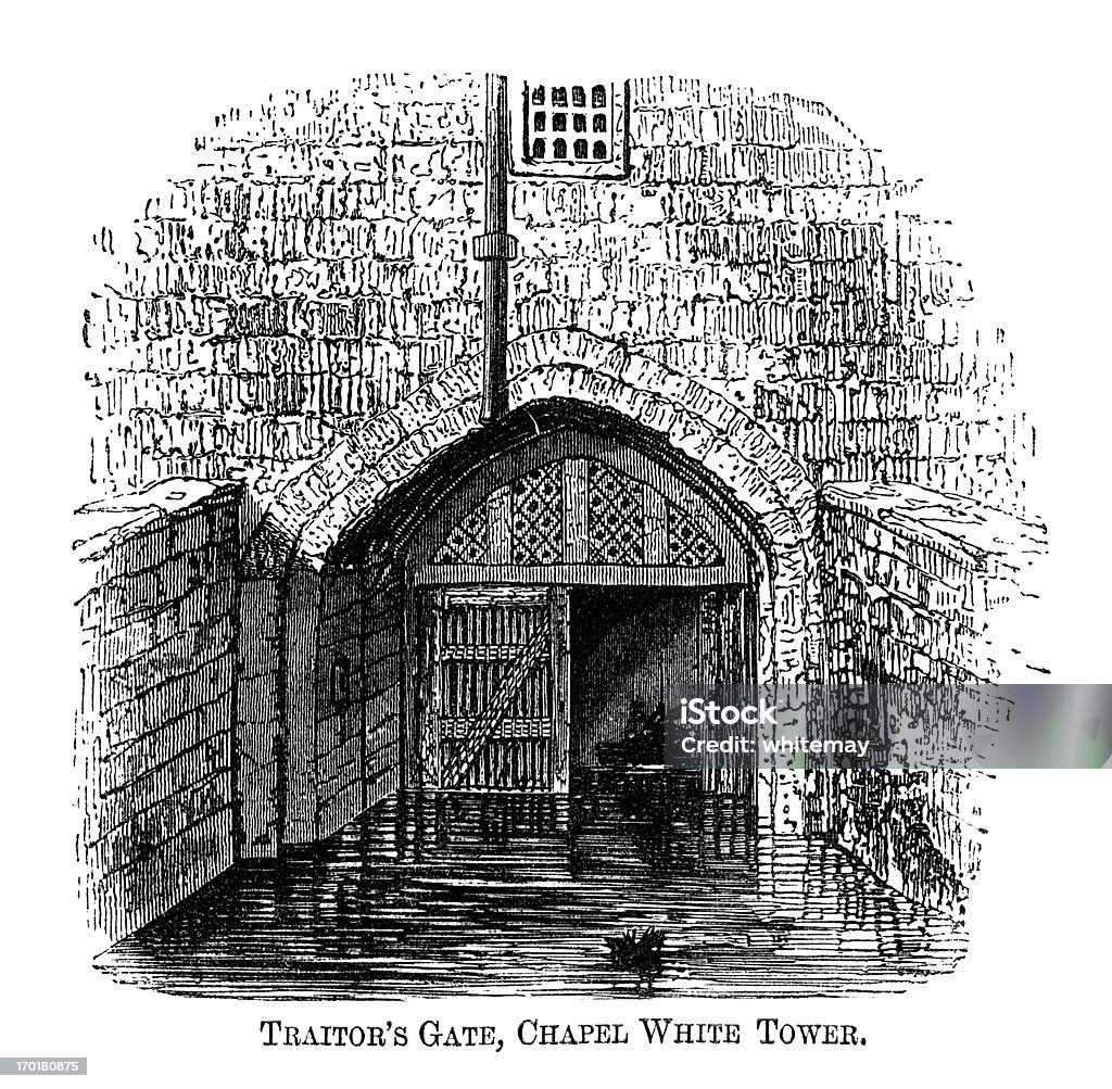 Traidor's Gate, la Torre de Londres (1871 grabado - Ilustración de stock de 1870-1879 libre de derechos