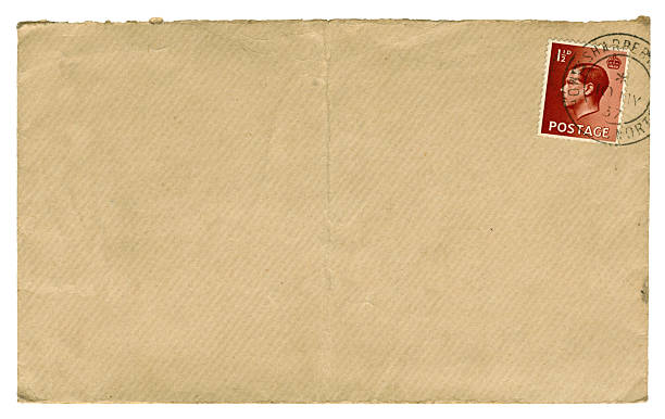 британский edward viii stamped коричневый конверт, 1937 г. - old envelope стоковые фото и изображения