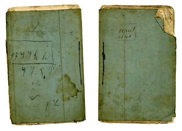 istock Back and front of an old scruffy book cover 170181074