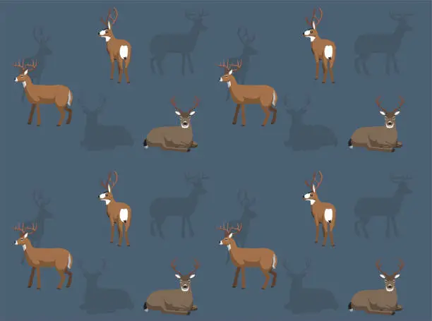 Vector illustration of Various Deer Breeds Cartoon Seamless Wallpaper Background