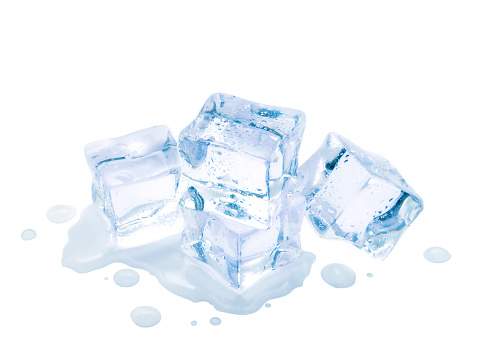 Ice cube isolated on white background. Photo with clipping path.