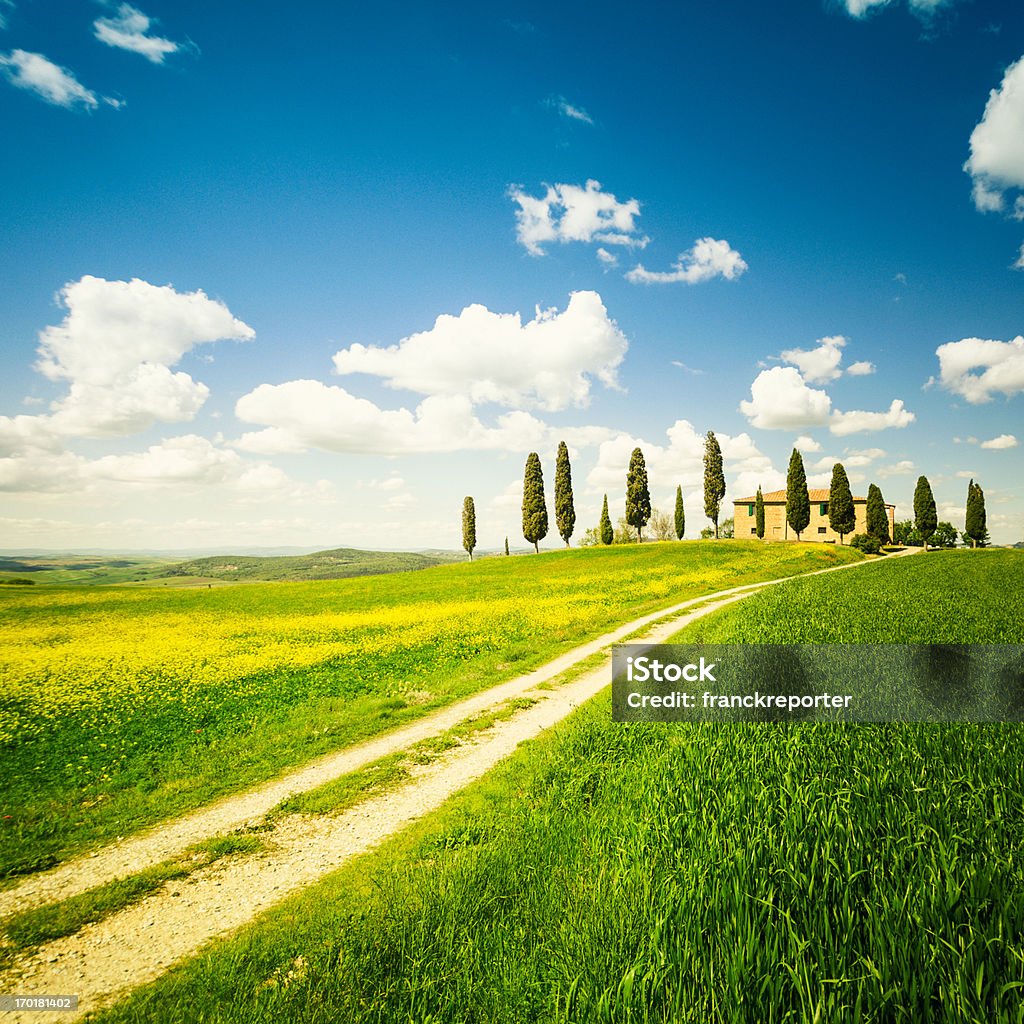 Casa da fazenda no Val d'orcia-primavera - Foto de stock de Casa de Veraneio royalty-free