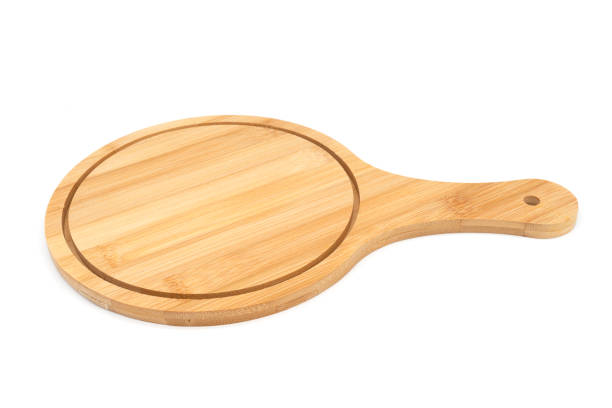 istock Circle wooden tray isolated on white background. 1701815571
