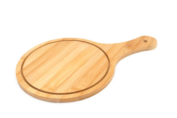 istock Circle wooden tray isolated on white background. 1701816103