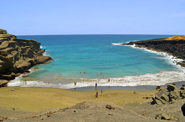 Hawaii Island Papakolea Green Sand Beach stock photo