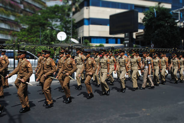 Surabaya, Indonesia, 09-17-2023:\nThe anniversary of the Indonesian Navy is celebrated every September 10.\nOn Sunday, September 17, 2023, they held a carnival parade on Basuki Rahmat street, Surabaya, East Java, Indonesia.