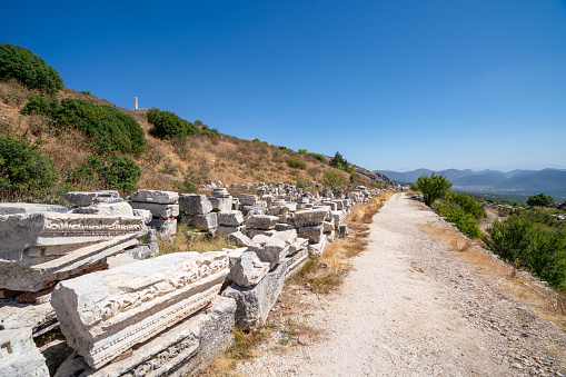 View of Gubbio with roman theatre in Umbria, Italy