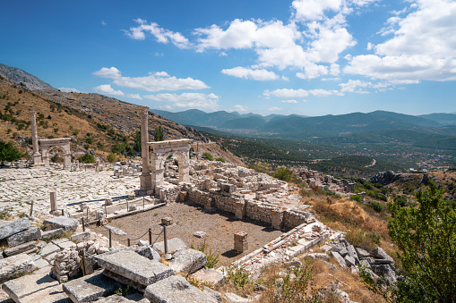 Diocaesarea Roman Temples in Mersin,Turkey named Uzuncaburc, archeological site of uzuncaburc near Silifke, south coast, Anatolia, Turkey.