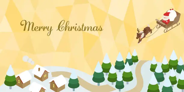 Vector illustration of Christmas background with Santa Claus_yellow