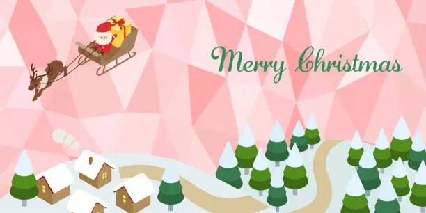 Vector illustration of Christmas background with Santa Claus_pink