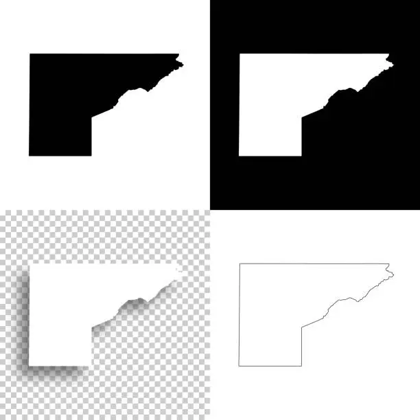 Vector illustration of Mesa County, Colorado. Maps for design. Blank, white and black backgrounds