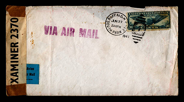 zniszczeniach koperta - air mail world war ii war american culture zdjęcia i obrazy z banku zdjęć