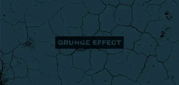 Vector illustration of grunge texture on blue background, Grungy effect dirty  black and white half tone old, grainy Overlay Distress, rough, abstract, abstract backgrounds, horizontal illustration,