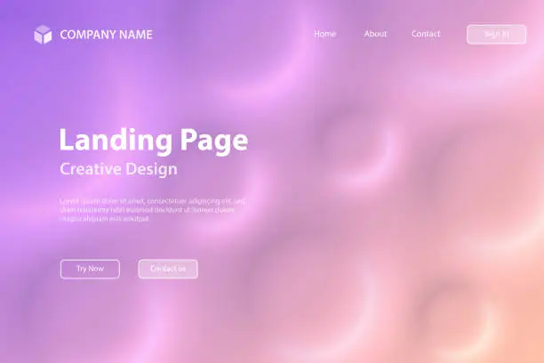 Vector illustration of Landing page Template - Abstract background with circles and Pink gradient