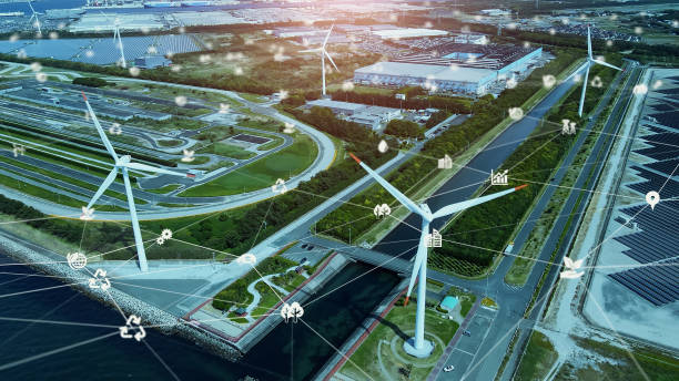 istock Renewable energy and environmental technology concept. Wind power plant. Solar power plant. Sustainable development goals. SDGs. 1701879316