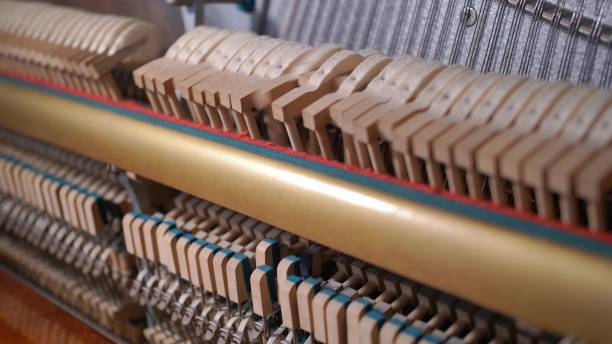 istock Upright Piano Mechanism Hammers Striking Strings When Song is Played by Musician 1701912391