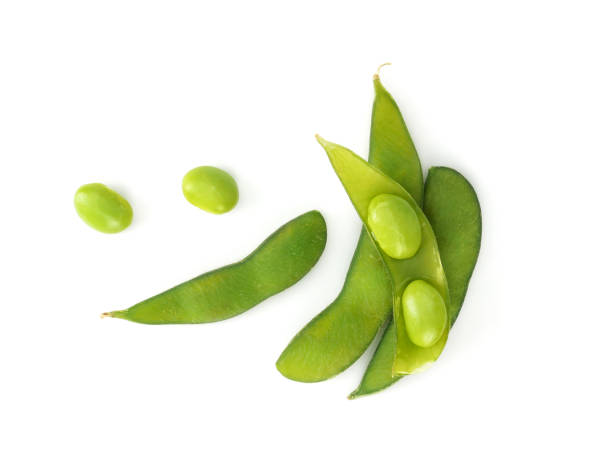 istock Edamame beans isolated on white background. green soybeans seeds. 1701921379