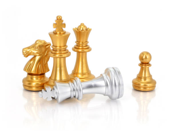 istock Golden chess group isolated on white background. Business strategy brainstorm. Teamwork Concepts. 1701934828