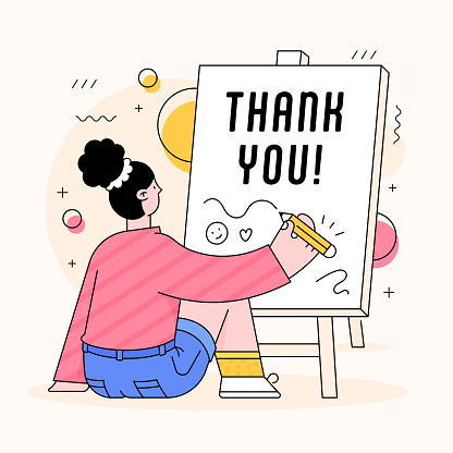 Illustration with a text of ‘Thank You’ on a banner