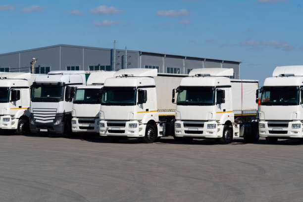istock Semi truck fleet at the logistics center 1701940921