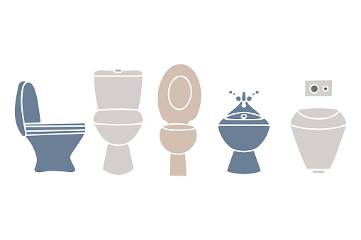 istock Toilet bowl. Hand drawn home toilet vector illustrations set. Vector illustration 1701942048