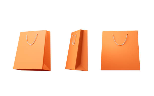 istock Shopping bags with orange color, 3d rendering. 1701951178