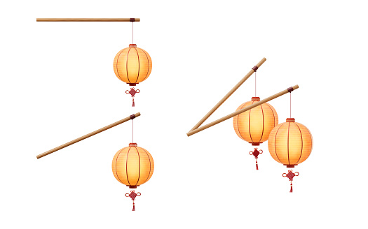 Chinese ancient lantern with retro style, 3d rendering. Digital drawing.
