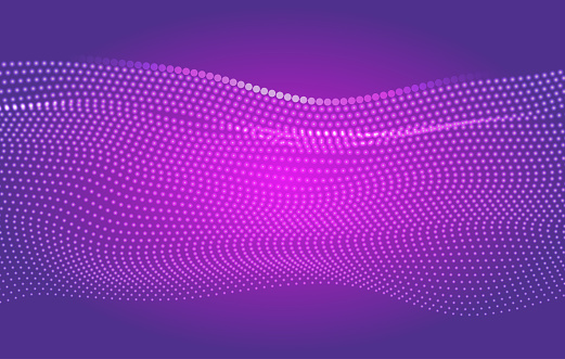 Simple gradient abstract background with 3D Halftone Wave Effect. Concept with gradient dots and lines. Digital cyberspace, high tech, technology concept, suitable for wallpaper, landing page, banner