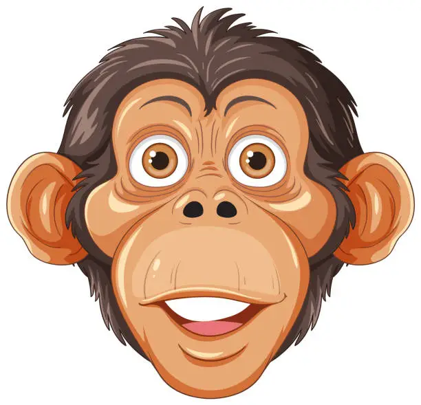 Vector illustration of Chimpanzee Head Cartoon Character Vector