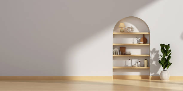istock Modern minimalist interior with empty white color wall background. Concept of relax. 3d rendering 1701987186