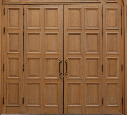 wooden cabinet doors isolated on white background. High quality photo